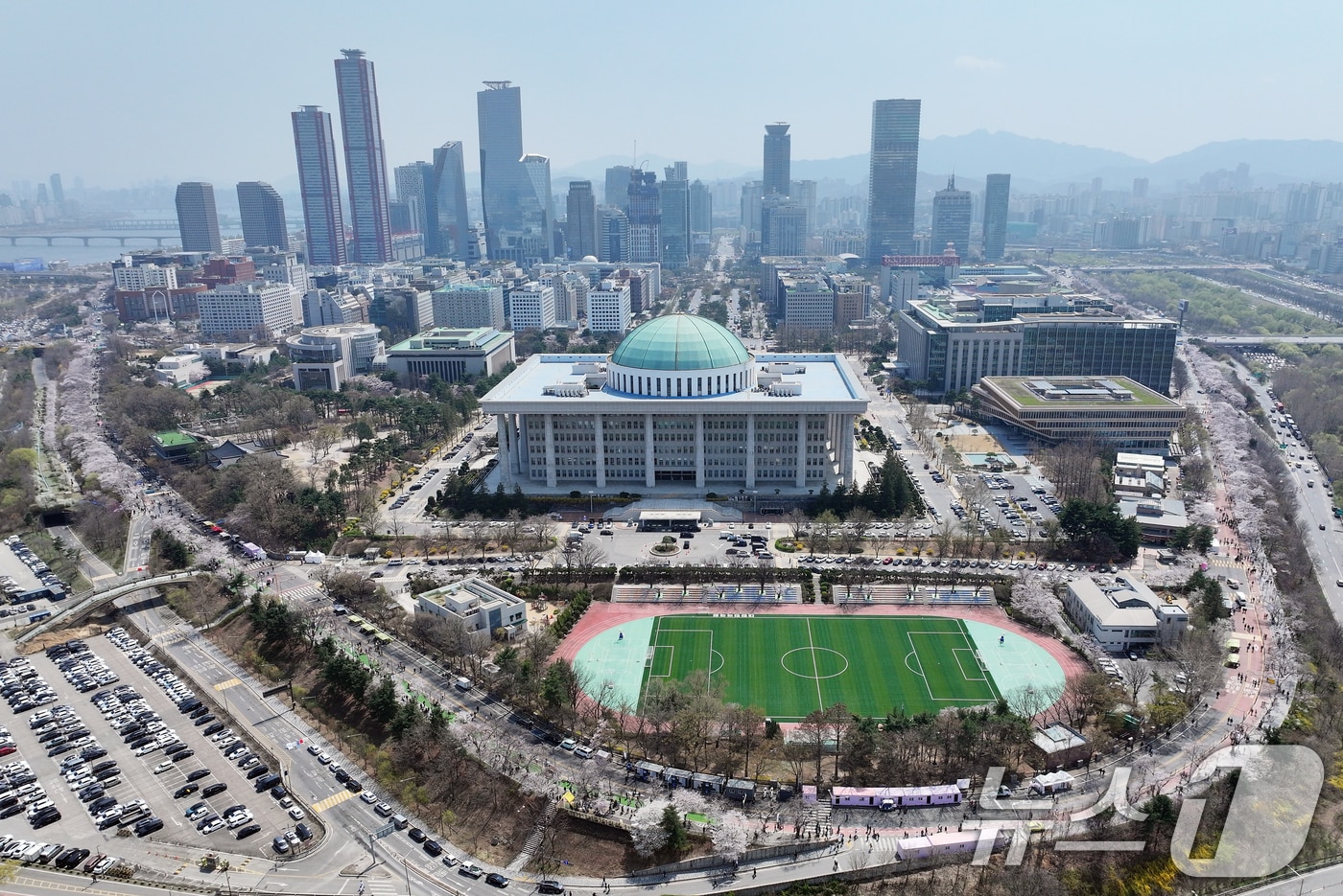 8일 서울 영등포구 여의도에서 드론으로 촬영한 국회의사당 전경. 2025.4.8/뉴스1 ⓒ News1 김진환 기자