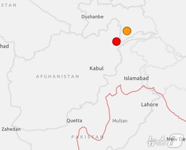 아프가니스탄 동부에서 10일(현지시간) 오전 9시38분께(한국시간 오후 2시8분) 규모 4.6의 지진이 발생했다.(USGS 갈무리).