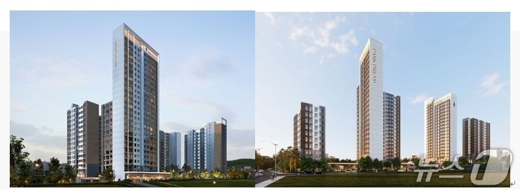 서울 면목본동 2구역(왼쪽)과 5구역 조감도.(HS화성 제공. 재판매 및 DB 금지)