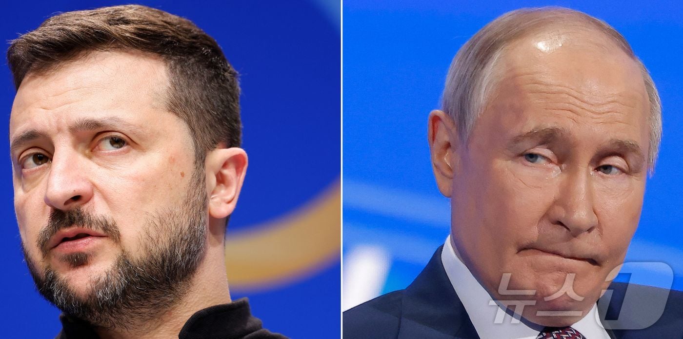 볼로디미르 젤렌스키 우크라이나 대통령(왼쪽)과 블라디미르 푸틴 러시아 대통령 ⓒ AFP=뉴스1