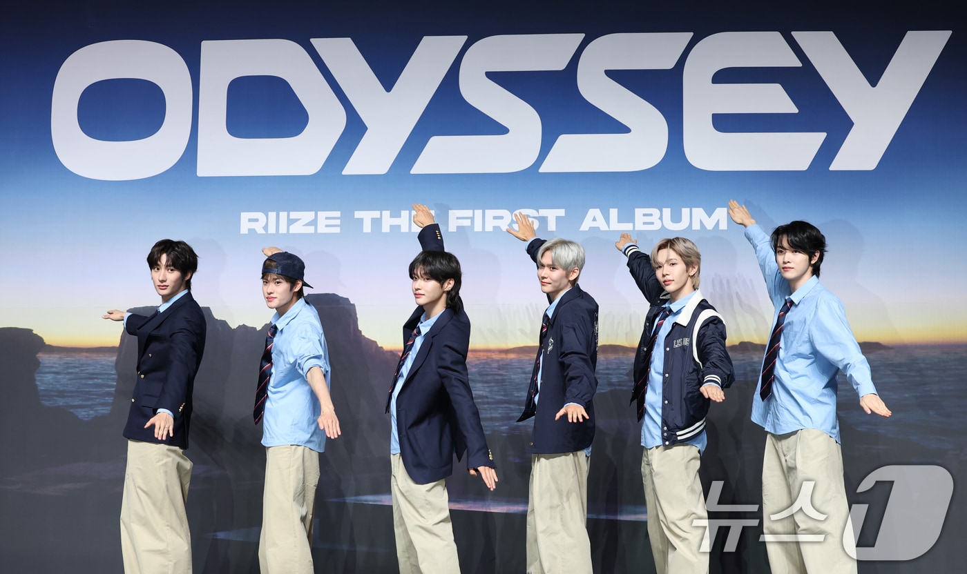 라이즈(RIIZE) 앤톤(왼쪽부터)과 소희, 원빈, 은석, 쇼타로, 성찬 2025.5.19/뉴스1 ⓒ News1 권현진 기자