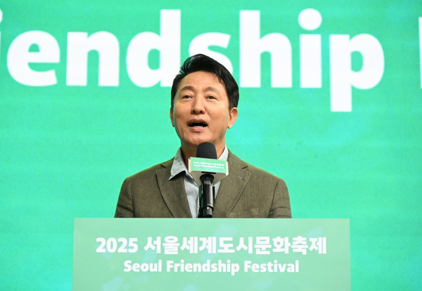오세훈 서울시장이 2025 서울세계도시문화축제 개막행사에서 축사하고 있다.(서울시 제공)