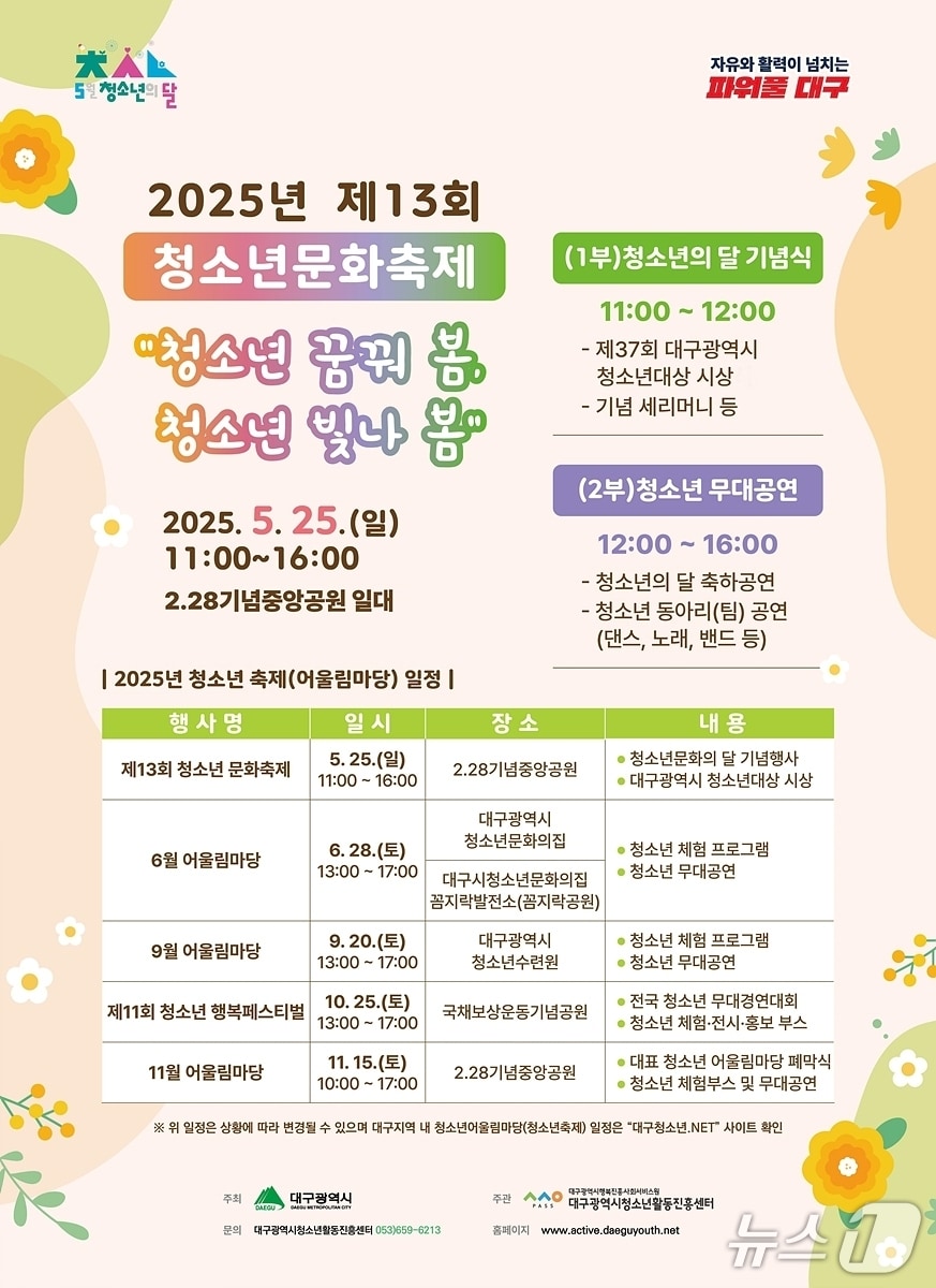 대구시는 오는 25일 오전 11시 2·28기념중앙공원에서 '제13회 청소년문화축제'를 연다. (대구시 제공. 재판매 및 DB 금지)/뉴스1