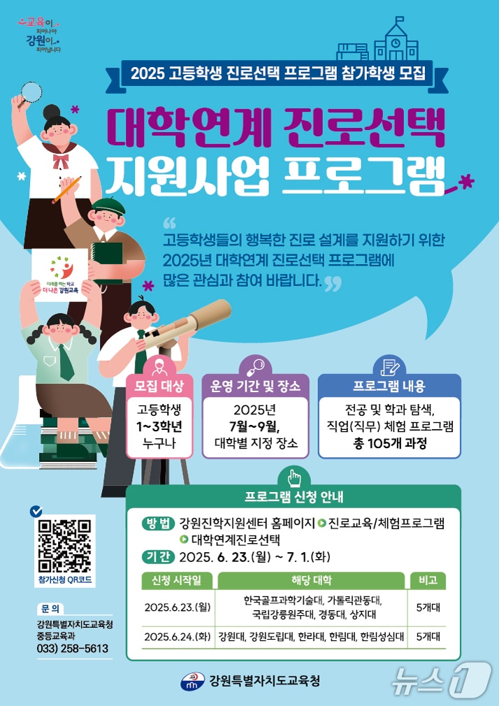 강원특별자치도교육청, 대학연계 진로선택 지원 사업 홍보 포스터.(도교육청 제공, 재판매 및 DB금지)