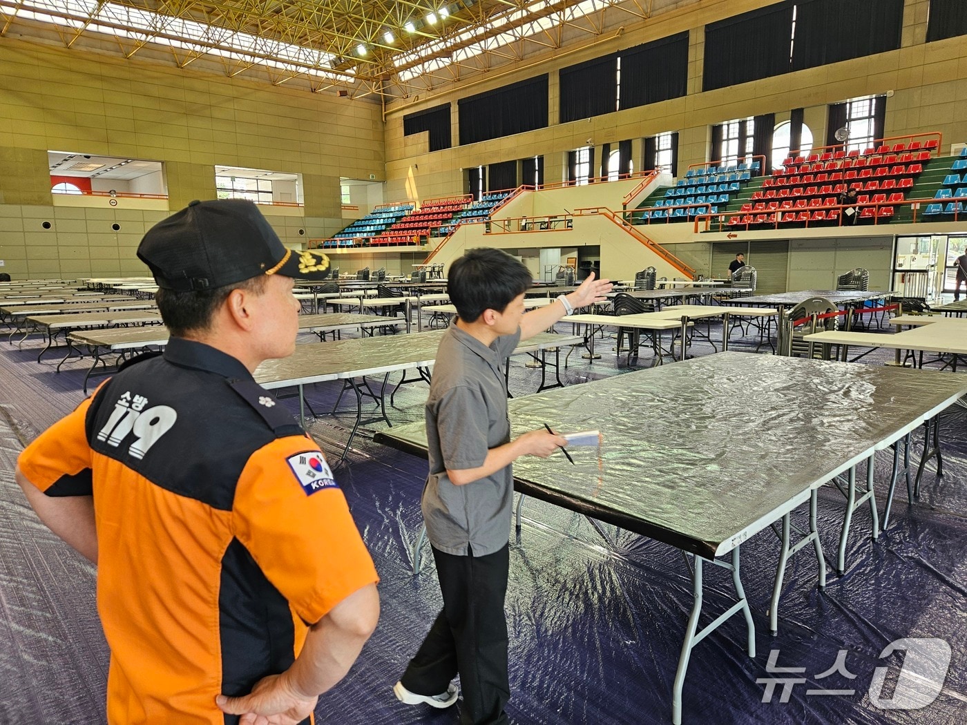 대전소방본부가 30일 관내 제21대 대통령 선거 개표소에 대한 현장점검을 진행했다 (대전소방본부 제공) /뉴스1