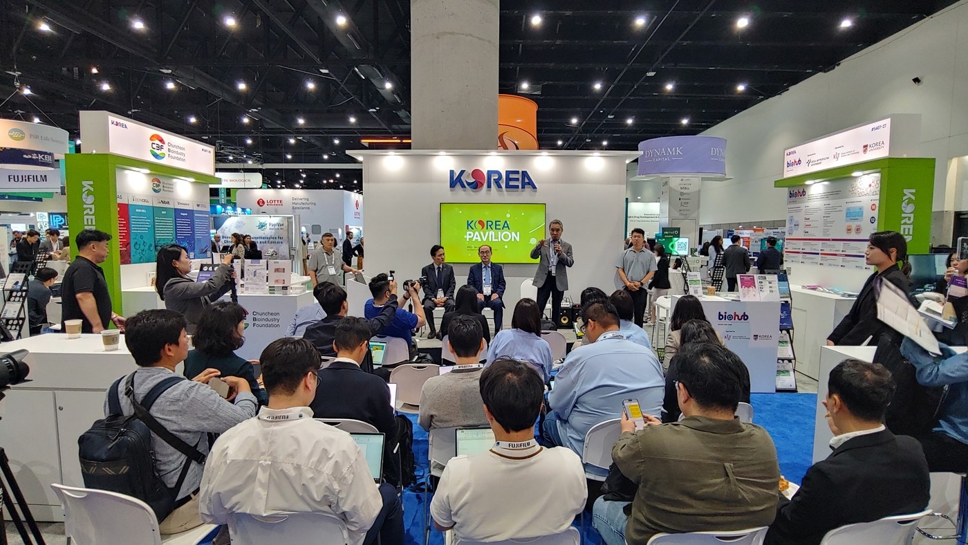  지난해 BIO USA 2024 한국관 기자간담회 현장. (한국바이오협회 제공)