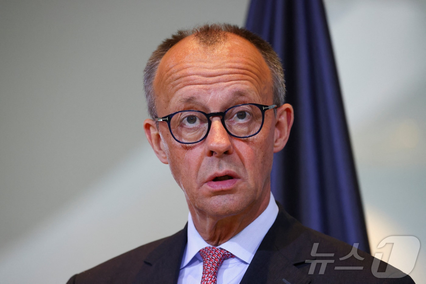 프리드리히 메르츠 독일 총리가 10일 베를린 총리실에서 기자회견을 하고 있다. 2025.6.10 ⓒ 로이터=뉴스1 ⓒ News1 강민경 기자