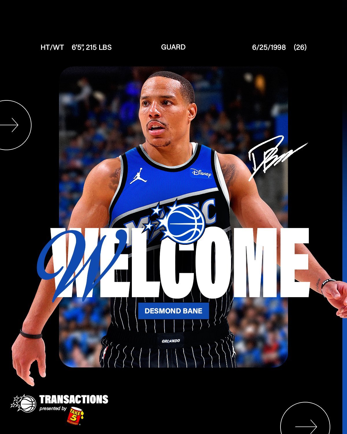 NBA 올랜도가 트레이드로 베인을 영입했다.(올랜도 SNS 캡처)