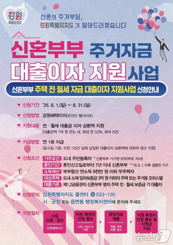 강원 태백시의 신혼부부 주거비 이자지원 사업 안내 포스터. (태백시 제공. 재판매 및 DB금지) 2025.6.17/뉴스1