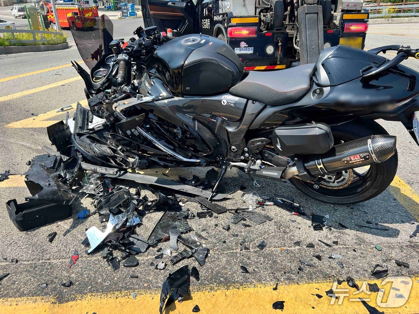 18일 오전 강원 양양 현남면 국도 7호선 교통사망사고 현장.(강원도소방본부 제공, 재판매 및 DB 금지) 2025.6.18/뉴스1