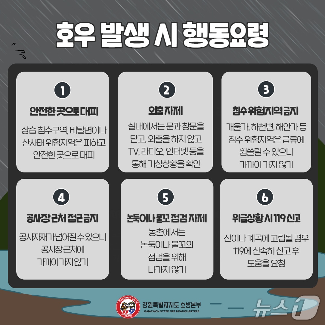 강원도소방본부가 제작한 호우 발생 시 행동요령.(강원도소방본부 제공, 재판매 및 DB금지)