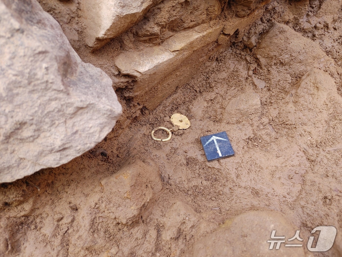 대구 북구 구암동 고분군 제101호분에서 출토된 금동제 귀걸이(대구 북구 제공.재판매 및 DB 금지)