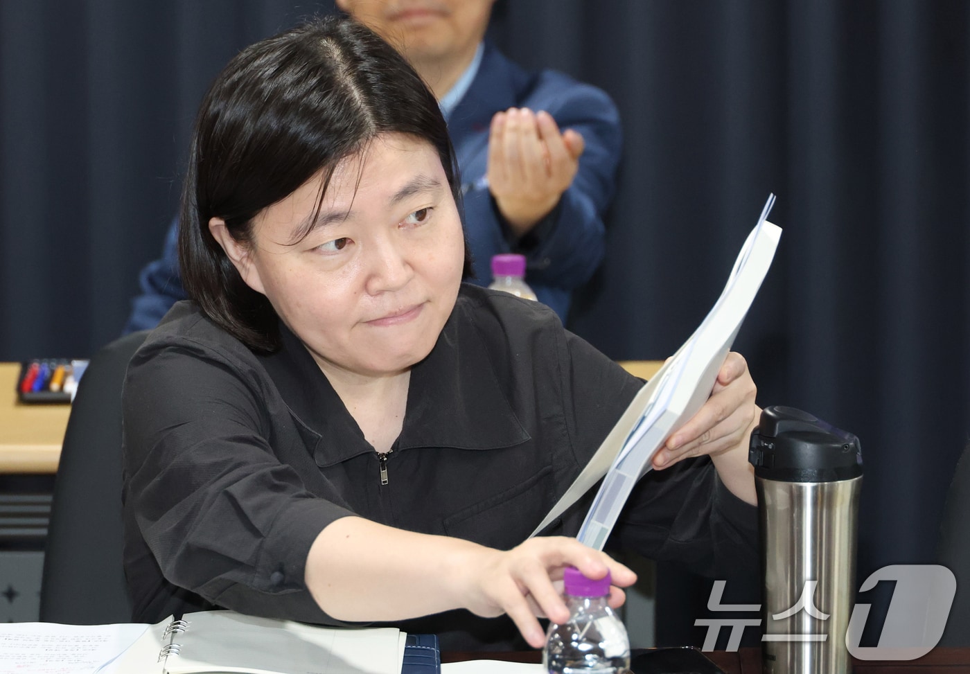 국정기획위원회 정치행정분과 전문위원을 맡은 임은정 대전지검 부장검사가 지난 6월 20일 오전 서울 종로구 정부서울청사 창성동 별관에서 열린 검찰청 업무보고에 자리하고 있다. &#40;공동취재&#41; 2025.6.20/뉴스1 ⓒ News1 황기선 기자