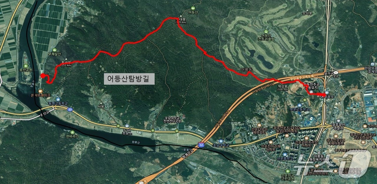 어등산 탐방길 위치도. &#40;광주 광산구 제공. 재판매 및 DB 금지&#41;