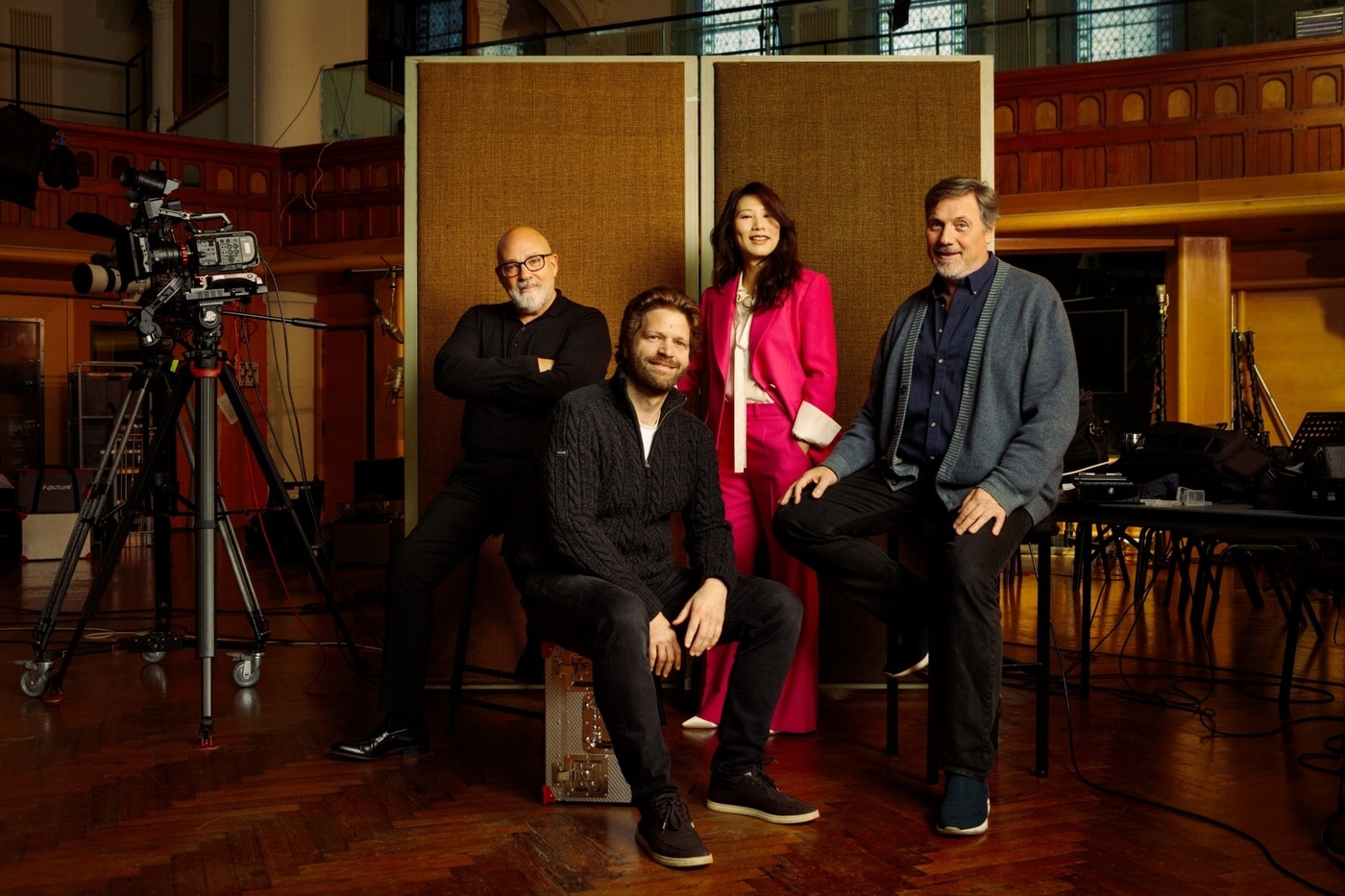 편곡자 맷 던클리(왼쪽부터), 코디네이터 가레스 그리프트, 임현정, 프로듀서 제프 포스터(Charlie Clift 제공)