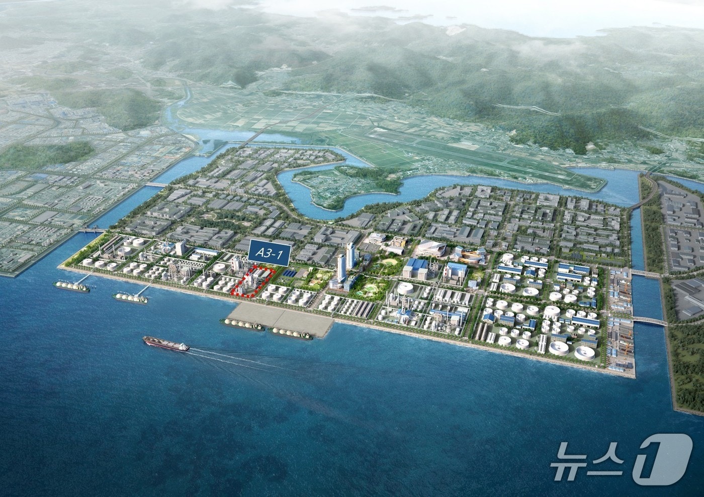 율촌 융·복합 물류단지 조감도(1단계 A3-1부지 표시) 