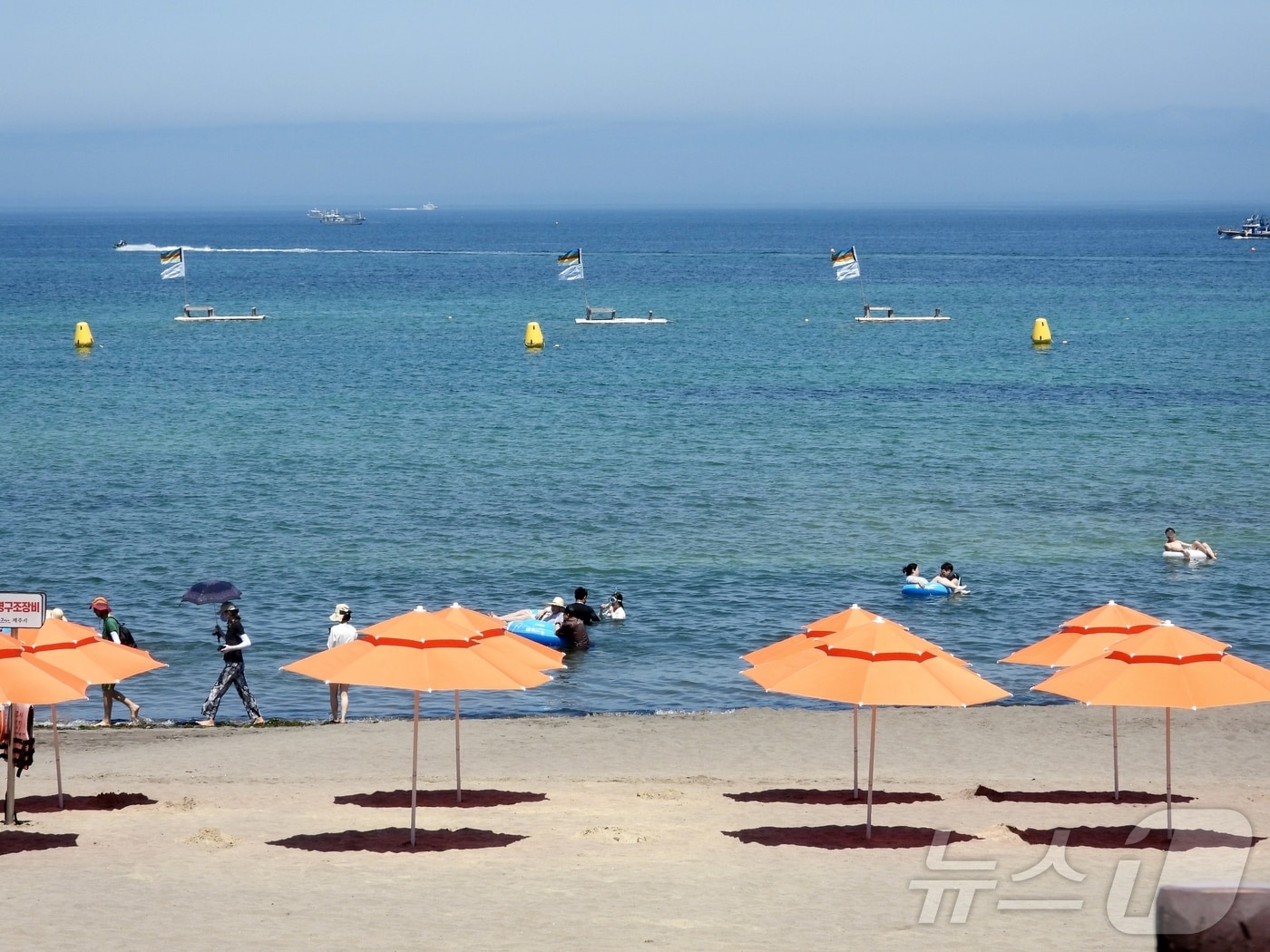  28일 제주시 이호테우해수욕장에서 물놀이객들이 해수욕을 즐기고 있다.2025.6.28/뉴스1 ⓒ News1 홍수영 기자