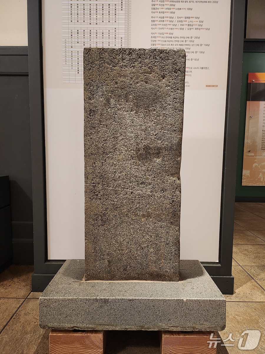 대구시는 30일 대구근대역사관이 소장하고 있는 '대구 영시 화재 의연비'(大邱 令市 火災 義捐碑)를 시(市) 문화유산자료로 지정했다고 밝혔다. (대구시 제공. 재판매 및 DB 금지)/뉴스1