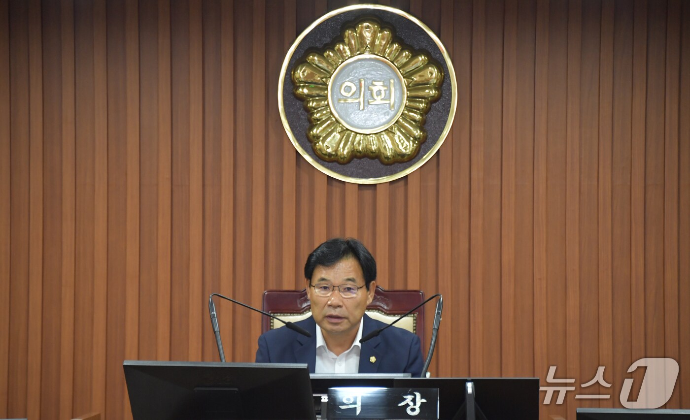 제264회 논산시의회 제1차 정례회 조용훈의장 폐회사 모습. (논산시의회 제공.재판매 및 DB금지)/뉴스1