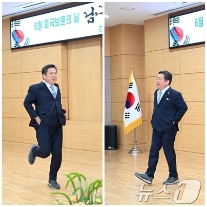 광주 남구가 제21대 대통령 선거에서 전국 자치구 중 최고 투표율을 기록하면서 김병내 남구청장이 '투표율 최고 달성 시 춤을 추겠다'는 투표 독려 공약을 이행하고 있다.(광주 남구 제공. 재판매 및 DB 금지) 2025.6.4/뉴스1