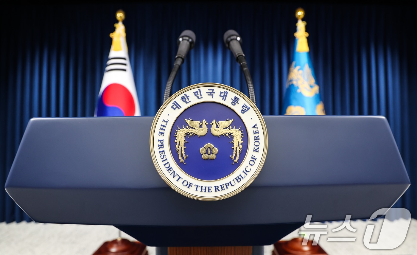 4일 서울 용산구 대통령실 청사 브리핑룸에 대한민국 대통령 봉황마크. 2025.6.4/뉴스1 ⓒ News1 허경 기자