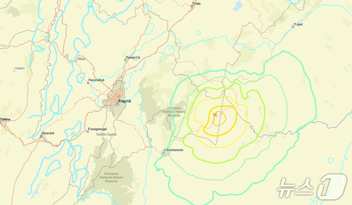 콜롬비아 보고타에서 7일(현지시간) 규모 6.3의 지진이 발생했다. (출처=미국 지질조사국 홈페이지) 2025.6.7./뉴스1