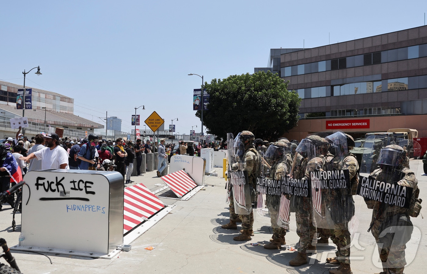 도널드 트럼프 미국 대통령이 배치를 명령한 캘리포니아 주방위군. .ⓒ 로이터=뉴스1 ⓒ News1 류정민 특파원