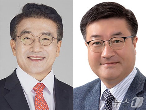 고기철 국민의힘 서귀포시 당협위원장과 김승욱 국민의힘 제주시 을 당협위원장.