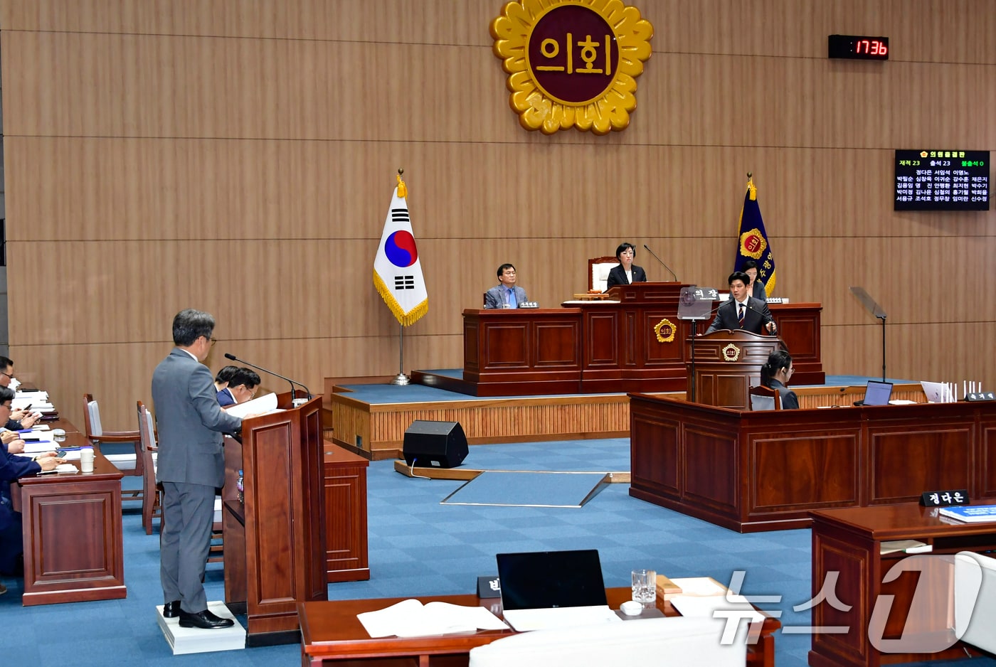 이명노 광주시의원이 14일 시의회 임시회 2차 본회의에서 시정 질문을 하고 있다.(광주시 제공. 재판매 및 DB 금지) 2025.7.14/뉴스1 