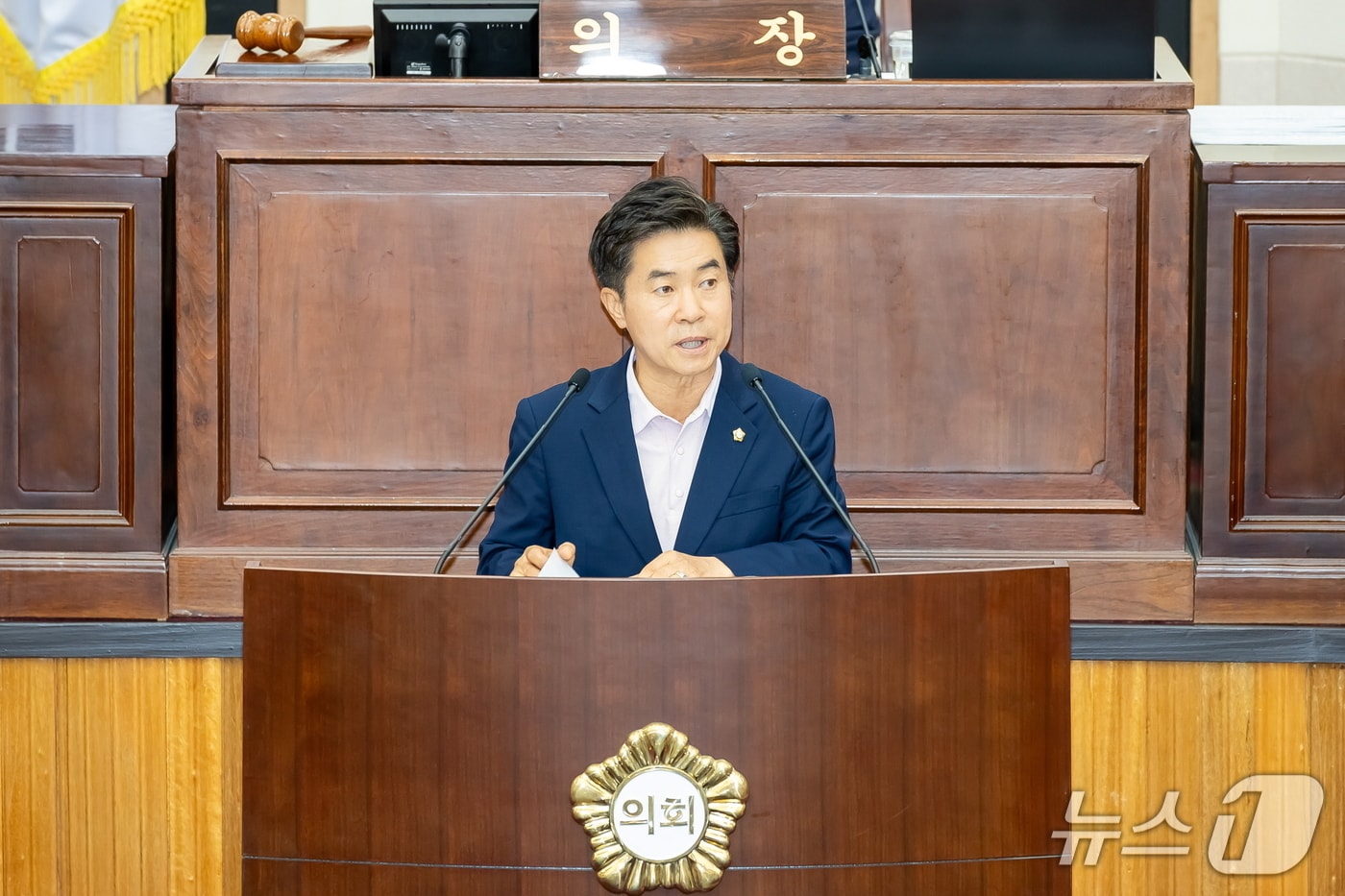 임시회에서 5분 발언하는 강승수 구미시의원/뉴스1 자료