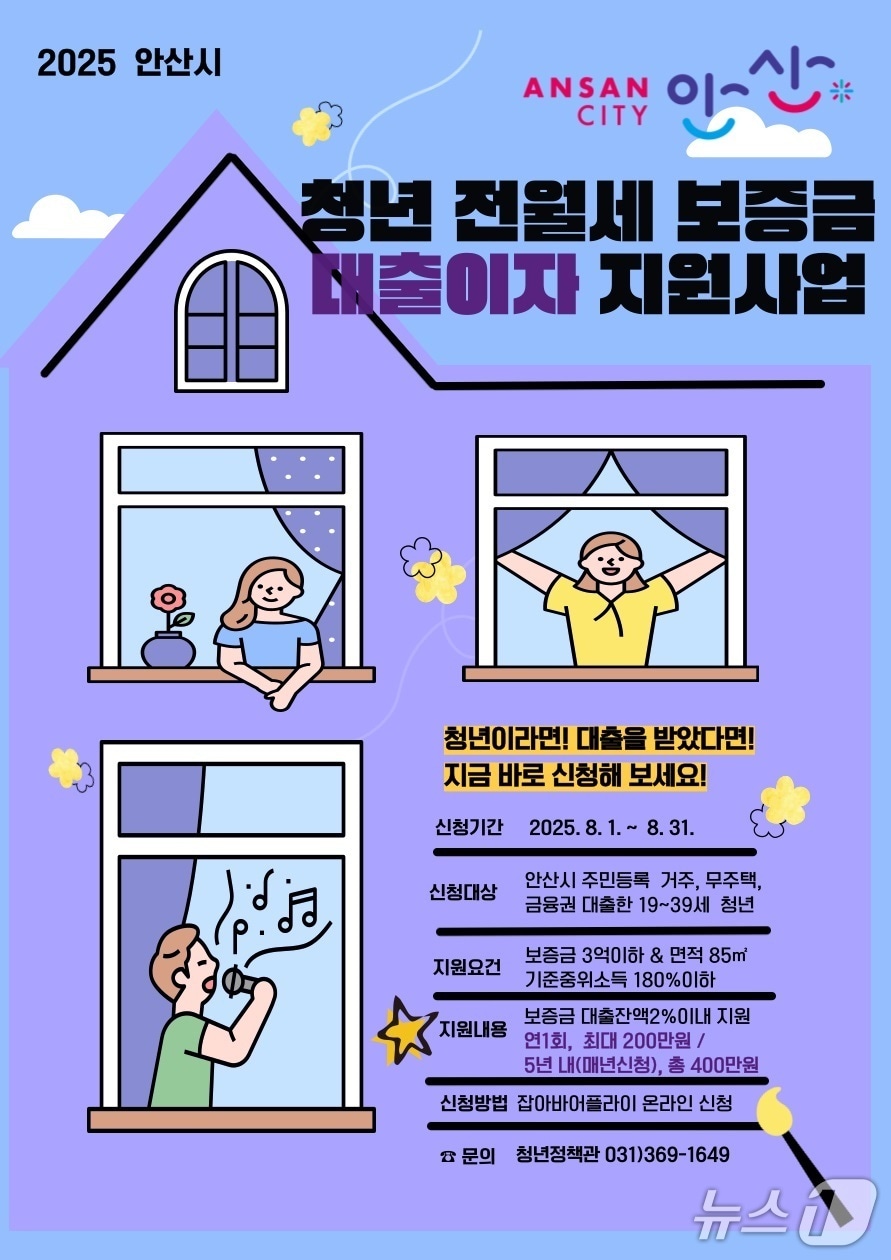 &#39;청년 전·월세 보증금 대출이자 지원사업&#39; 홍포 포스터.&#40;안산시 제공&#41;