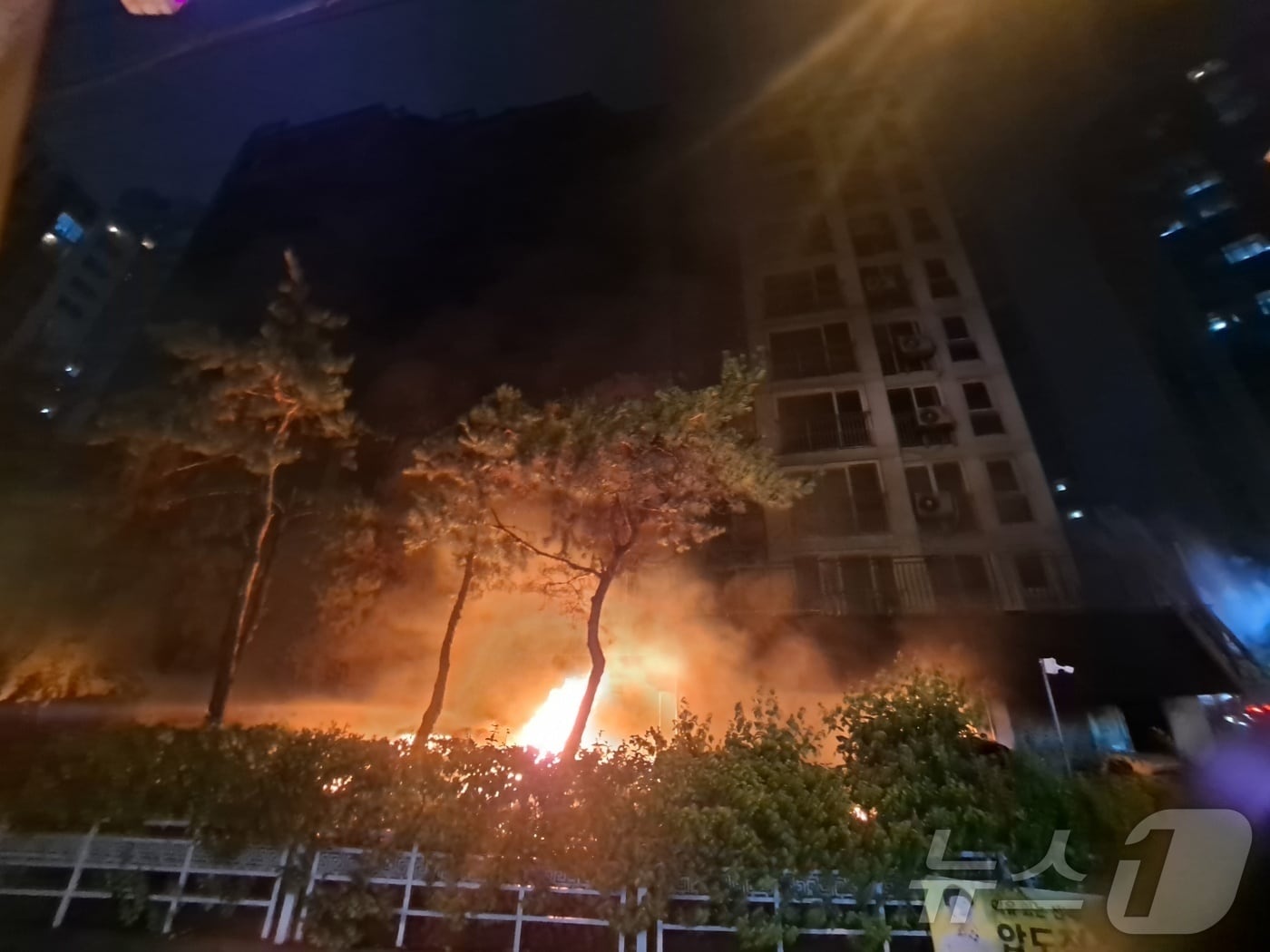 17일 오후 9시 5분께 경기 광명시 소하동 소재 10층짜리 아파트 주차장에서 불이 났다. 이 화재로 3명이 심정지 상태로 인근 병원으로 옮겨졌다.(경기도소방재난본부 제공)2025.07.17 ⓒ News1 양희문 기자