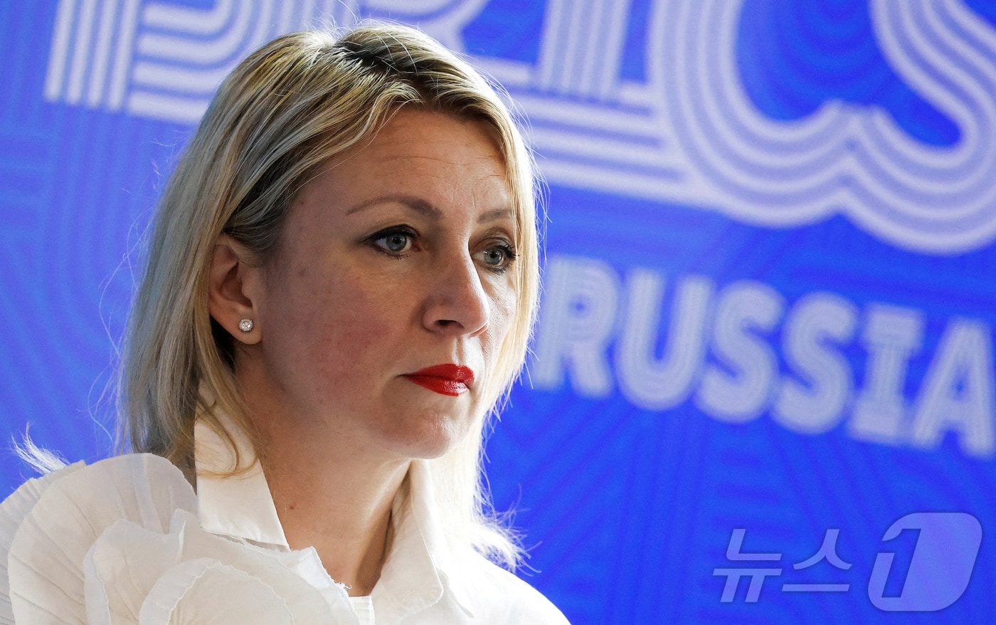 마리야 자하로바 러시아 외무부 대변인이 6월 11일 니즈니노브고로드에서 열린 브릭스 행사에서 발언하고 있다. 2025.6.11 ⓒ 로이터=뉴스1 ⓒ News1 강민경 기자