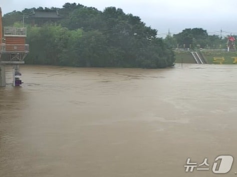 19일 오후 3시10분 기준 남강 의령군 의령읍 정암교 지점 모습(낙동강홍수통제소 홈페이지 캡쳐. 재판매 및 DB금지)