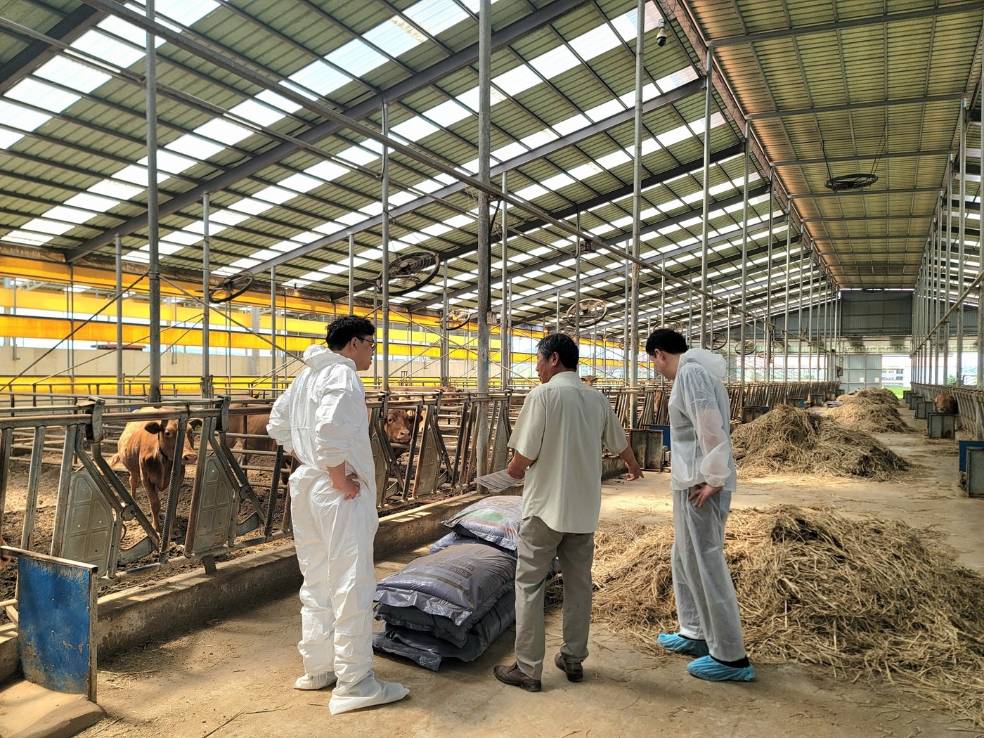 충남농기원이 도내 한우 농가를 찾아 기술지원을 하는 모습.(충남도 제공. 재판매 및 DB금지)/뉴스1