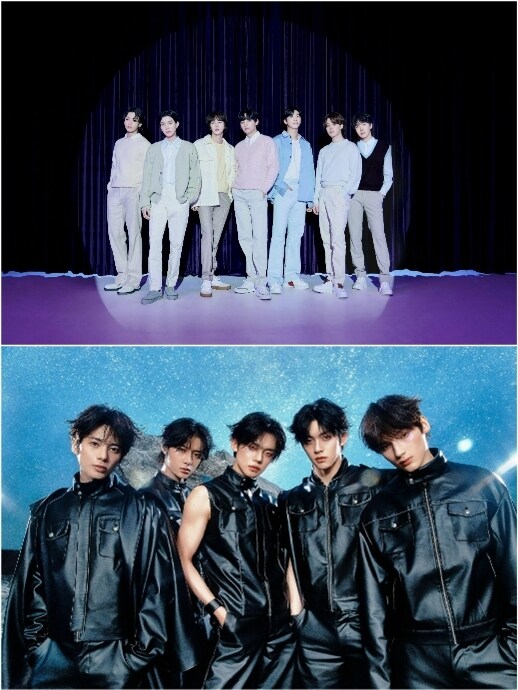 방탄소년단(위쪽)과 투모로우바이투게더