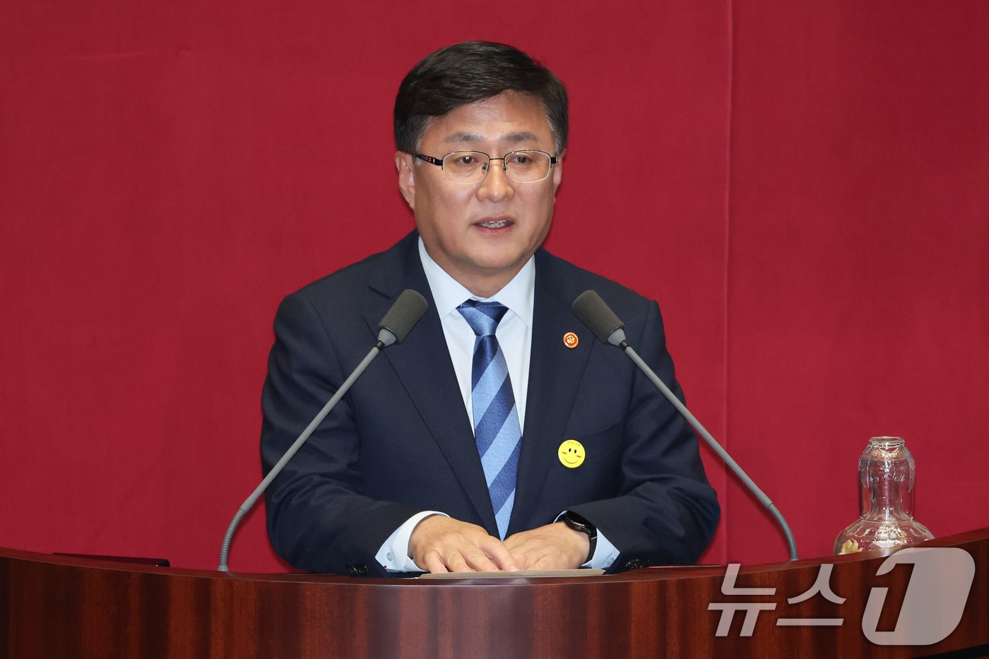 김성환 환경부 장관이 23일 오후 서울 여의도 국회에서 열린 제427회국회(임시회) 제2차 본회의에서 신임 국무위원 인사말을 하고 있다. 2025.7.23/뉴스1 ⓒ News1 안은나 기자