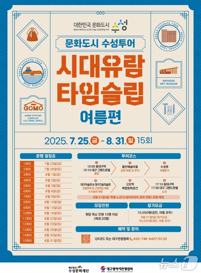 문화도시 수성투어, <시대유람 타임슬립:여름편> 참가자 모집 포스터(대구 수성구 제공.재판매 및 DB금지)