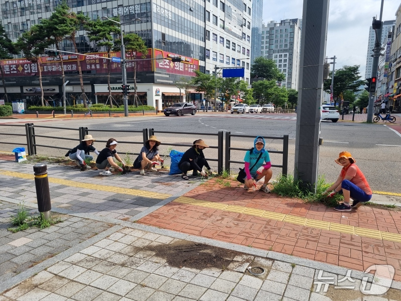 경기 수원시 영통구 광교1동이 23일 통장협의회와 함께 환경정비 활동을 벌이고 있다. (광교1동 제공. 재판매 및 DB 금지) 2025.7.23/뉴스1