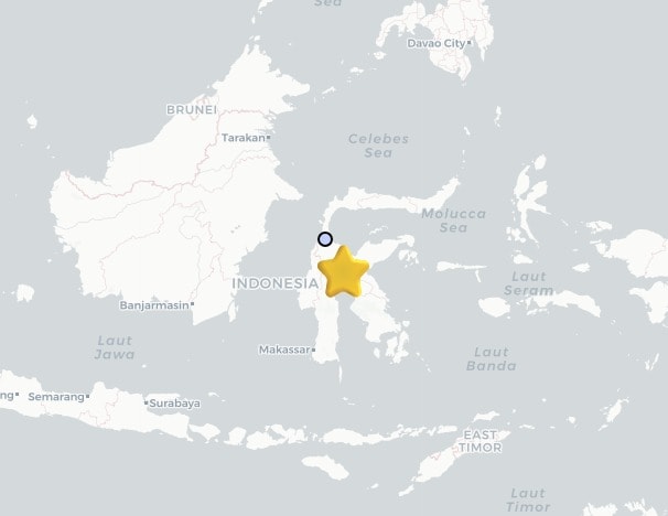 24일(현지시간) 인도네시아 동부 술라웨시에서 발생한 규모 5.6의 지진 위치 <출처=EMSC>