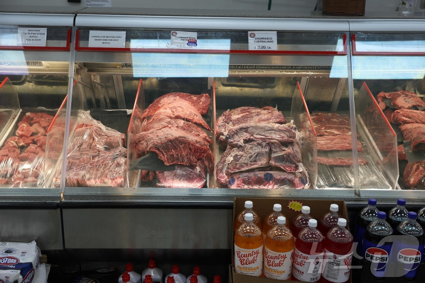 2025년 7월 22일, 미국 플로리다의 한 식료품점에 진열된 쇠고기. <자료사진>ⓒ AFP=뉴스1