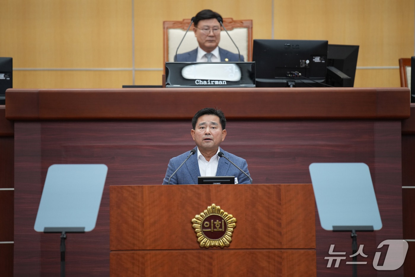 25일 윤수봉 전북도의원이 제420회 임시회 제3차 본회의에서 5분 발언을 하고 있다.&#40;의회제공. 재판매 및 DB금지&#41;2025.7.25/뉴스1