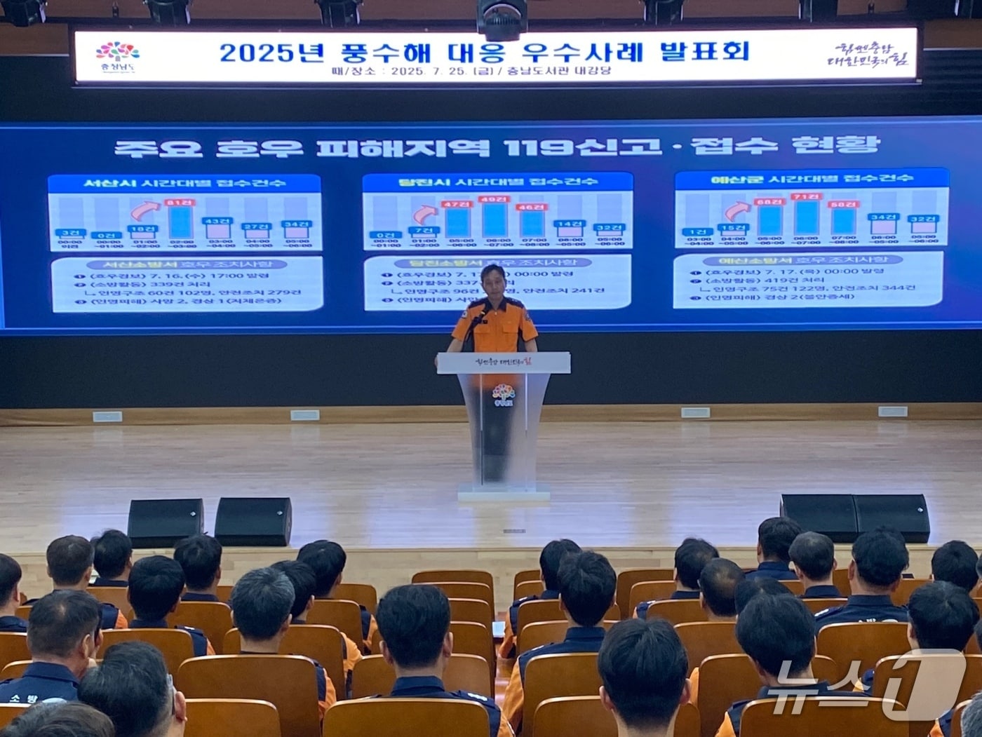 지난 25일 충남도서관 대강당에서 열린 소방본부 '풍수해 대응 우수사례 발표회' 모습. (충남소방본부 제공, 재판매 및 DB금지) / 뉴스1 