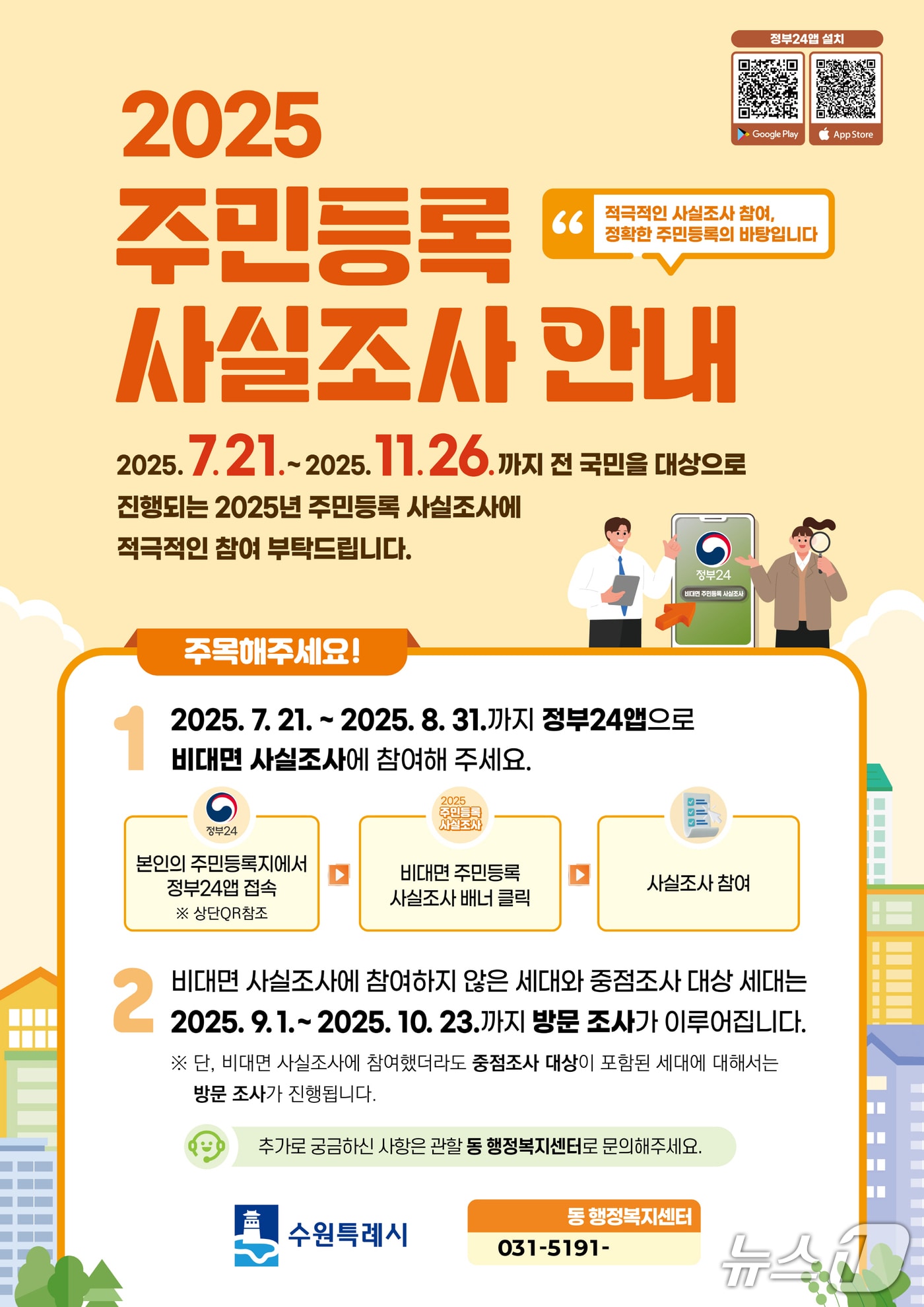 경기 수원시 '2025년 주민등록 사실조사' 홍보물. (수원시 제공. 재판매 및 DB 금지) 2025.7.28/뉴스1