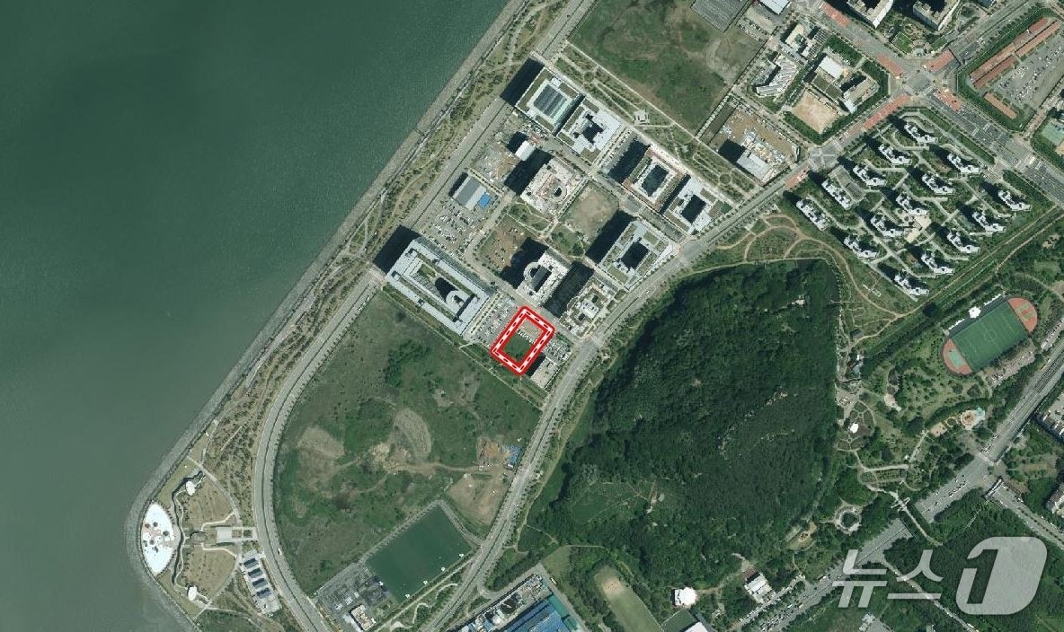 배곧신도시 도시지원시설 1필지(빨간 네모) 매각 대상 부지.(시흥시 제공)