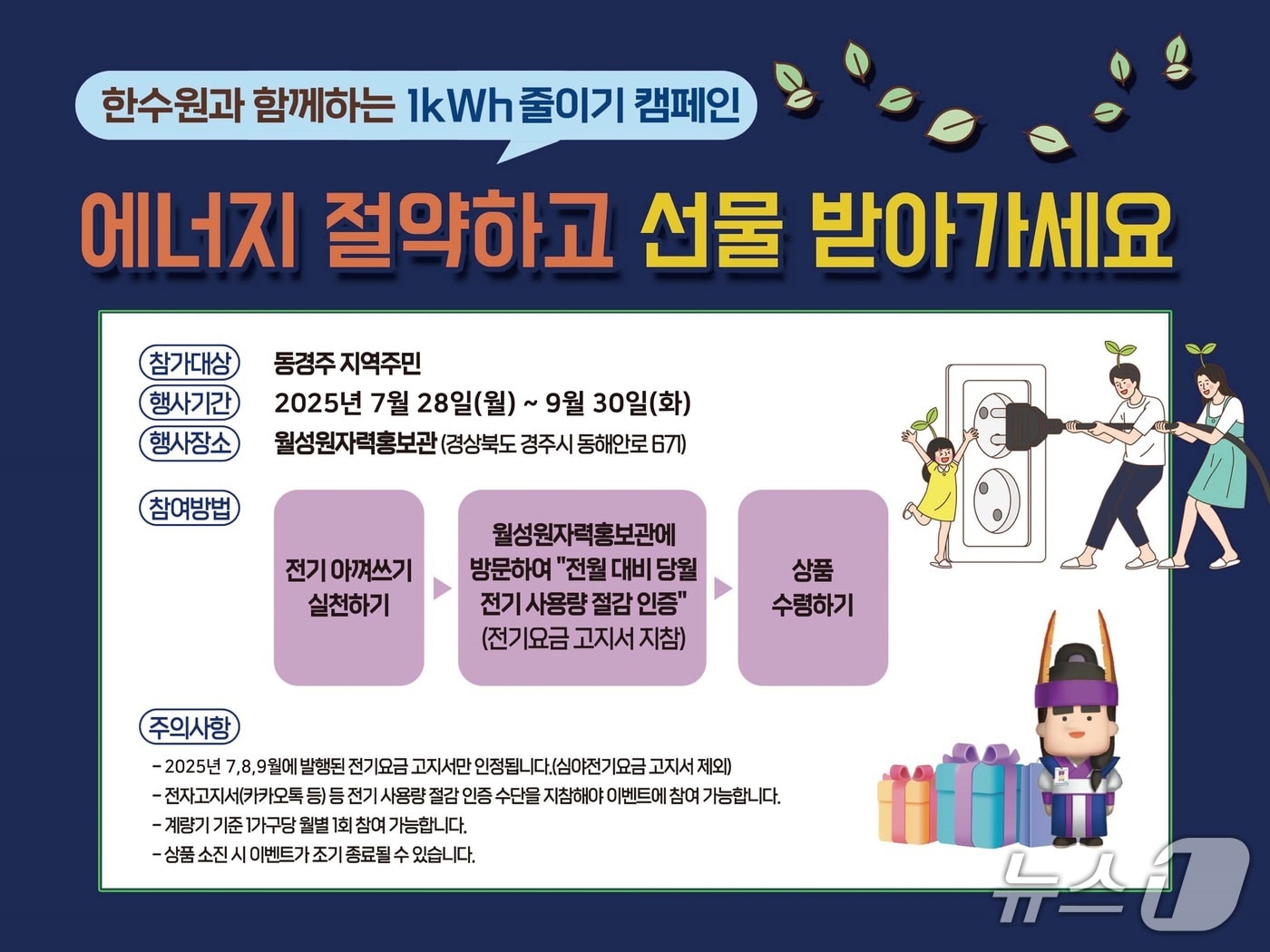 29일 한국수력원자력(주) 월성원자력본부는 동경주 주민들을 대상으로 '한수원과 함께하는 1kWh 줄이기 캠페인'을 시행 중이라고 밝혔다. (월성원자력본부 제공, 제판매 및 DB금지) 2025.7.29/뉴스1