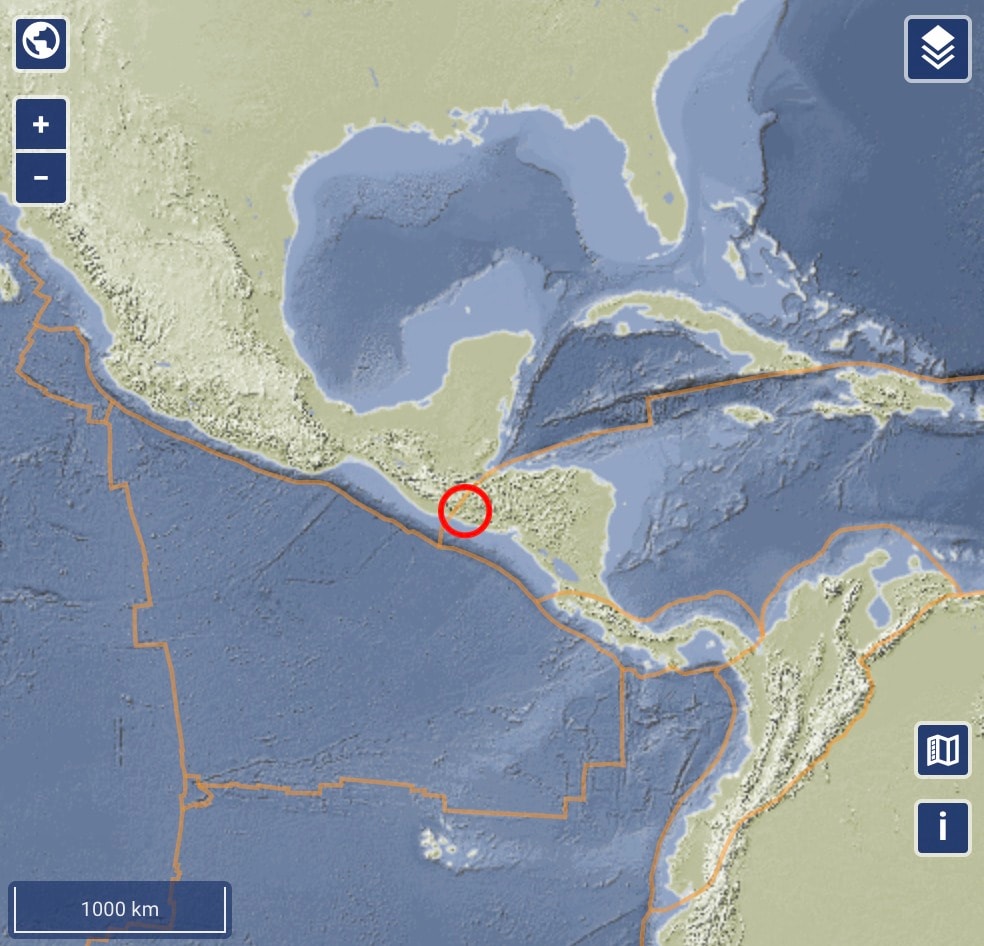 29일(현지시간) 과테말라에서 규모 6.0의 지진이 발생했다. <출처=독일 지질학 연구센터(GFZ) 홈페이지 갈무리>