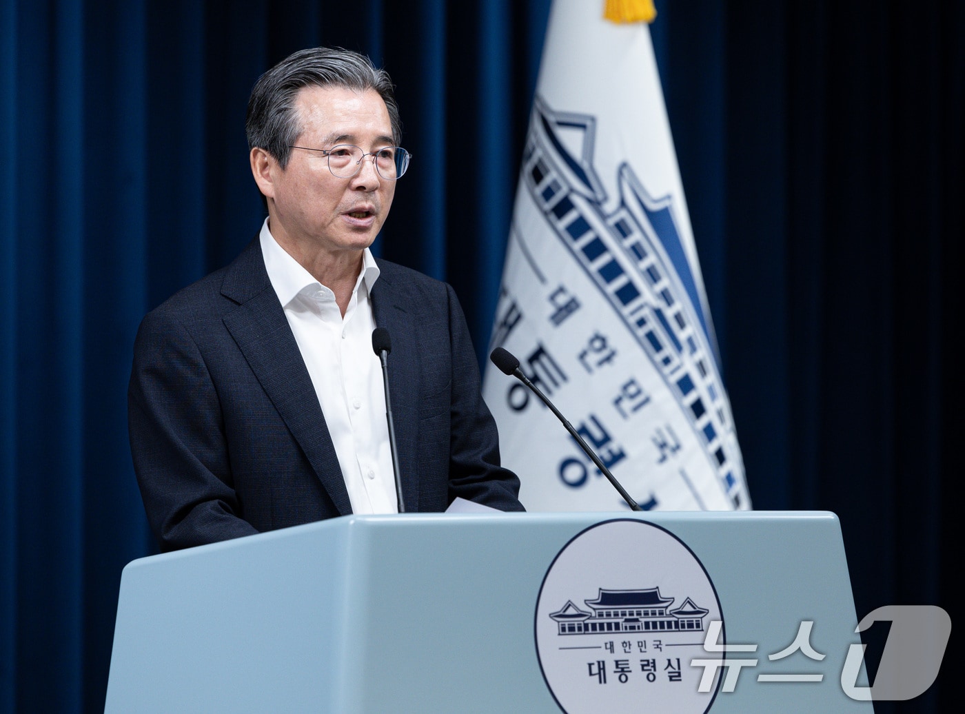 김용범 정책실장이 31일 서울 용산 대통령실 청사에서 한미 관세 협상 타결 관련 브리핑을 하고 있다. 2025.7.31/뉴스1 ⓒ News1 이재명 기자