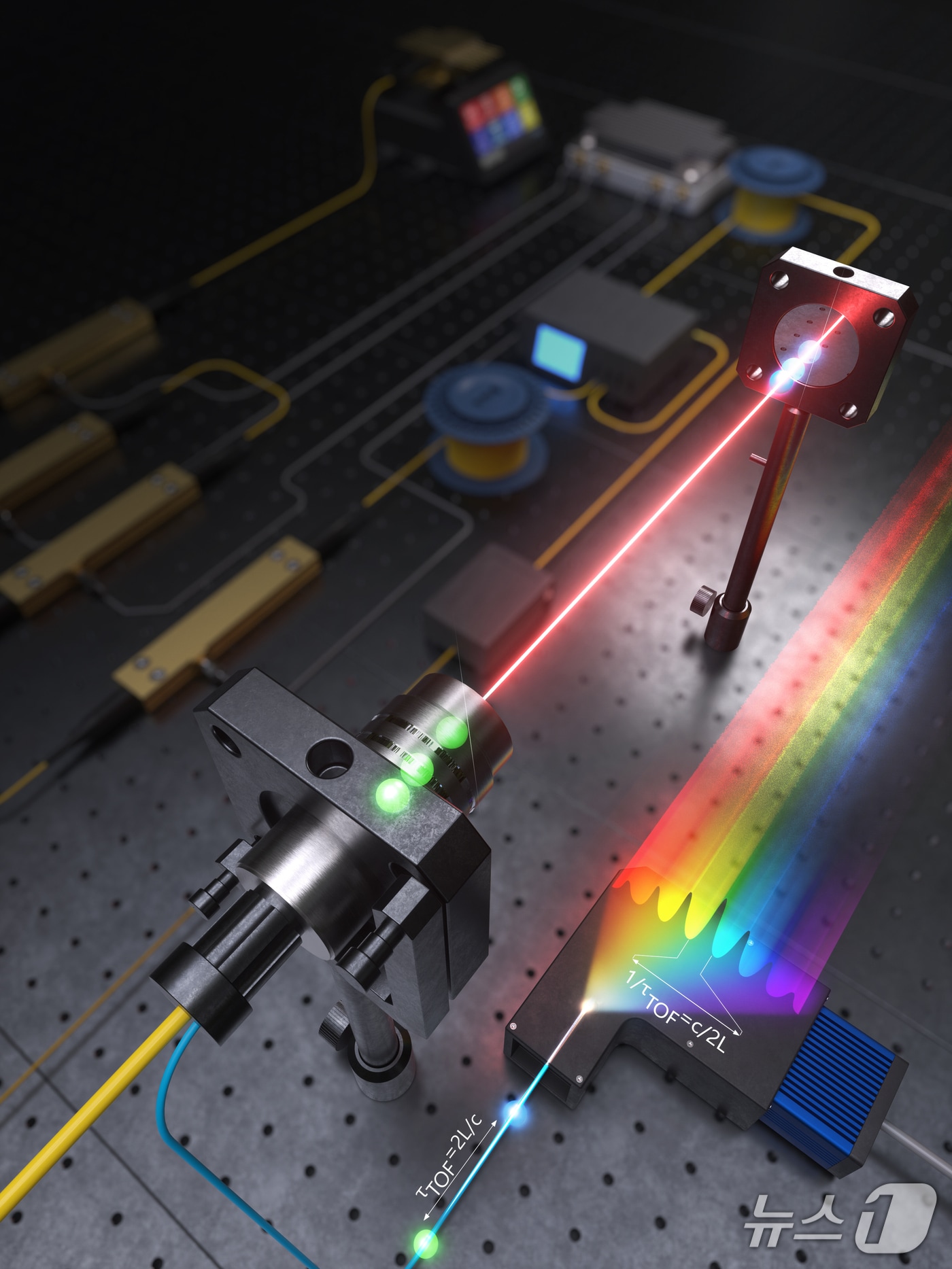 광 주파수 빗 분광 간섭계 기반 절대길이 측정 시스템 모식도(표준연 제공) /뉴스1