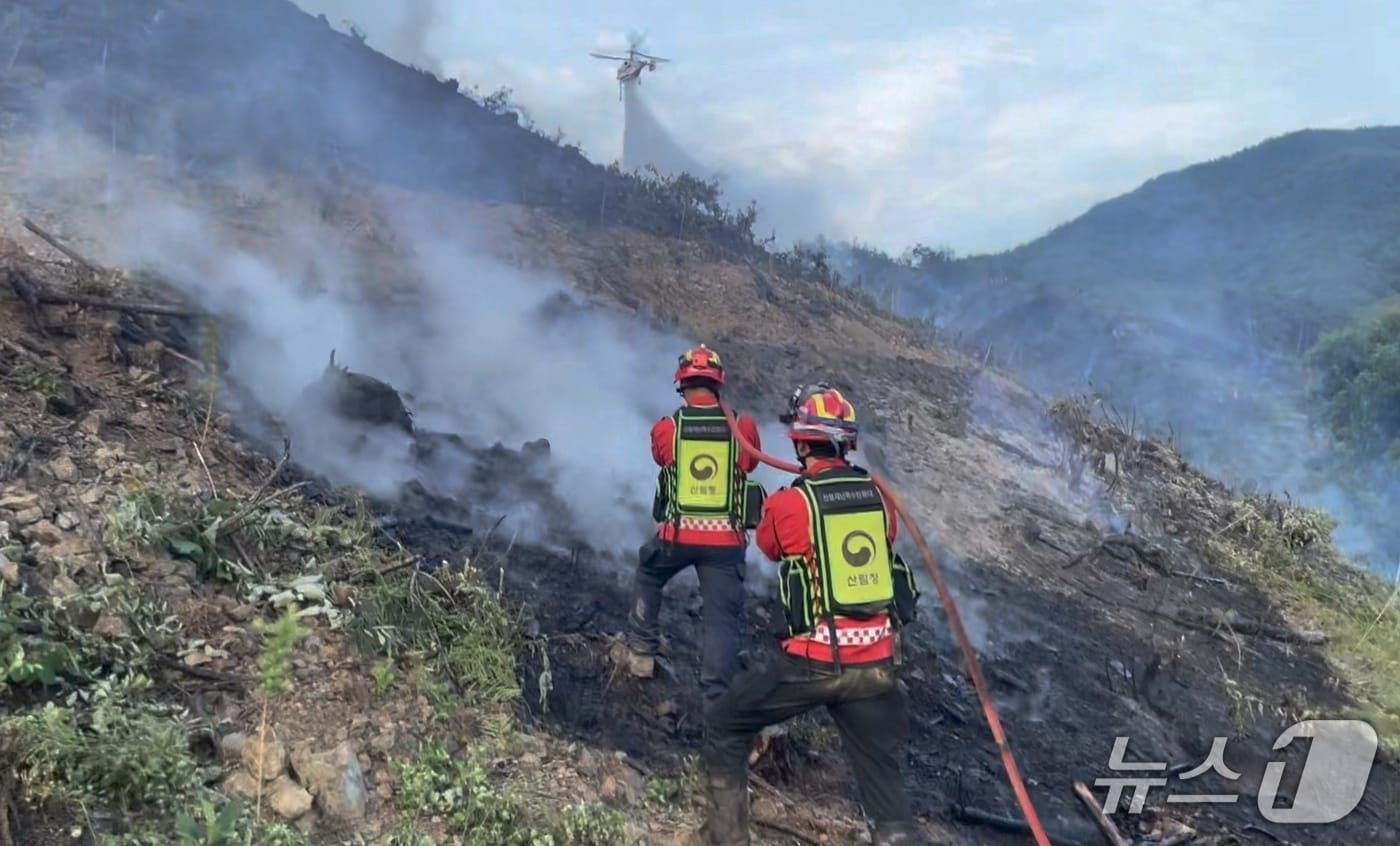 충북 영동국 양강면 죽촌리에서 발생한 산불. (산림청 제공. 재판매 및 DB금지)